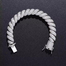 Cargar imagen en el visor de la galería, Pulsera Cubana Tejido Lazo Plata Ley 925-Moissanitas