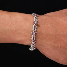 Cargar imagen en el visor de la galería, Pulsera cubana 4 puntas Moissanitas-Plata Ley 925