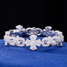Cargar imagen en el visor de la galería, Pulsera Cubana Cruces-Infinitos Plata Ley 925-Moissanitas