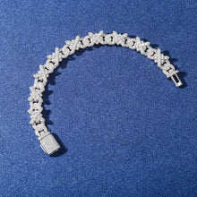 Cargar imagen en el visor de la galería, Pulsera Cubana Púas Moissanitas-Plata Ley 925