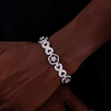 Cargar imagen en el visor de la galería, Pulsera Cubana Flor-Infinitos Plata Ley 925-Moissanitas