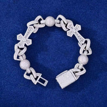 Cargar imagen en el visor de la galería, Pulsera Cubana Cruces PLata Ley 925-Moissanitas
