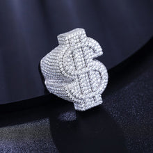 Cargar imagen en el visor de la galería, Anillo Simbolo Dinero Moissanitas-Plata Ley 925