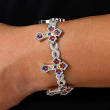 Cargar imagen en el visor de la galería, Pulsera Cruz Moissanitas-Plata Ley 925