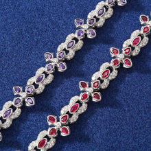 Cargar imagen en el visor de la galería, Pulsera cubana 4 puntas Moissanitas-Plata Ley 925