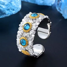 Cargar imagen en el visor de la galería, Anillo Flores Plata Ley 925-Moissanitas