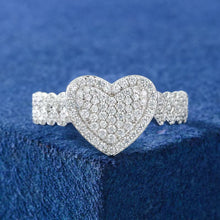 Cargar imagen en el visor de la galería, Anillo Corazón Moissanitas-Plata Ley 925