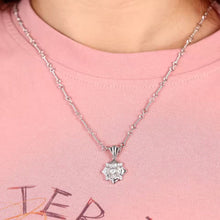 Cargar imagen en el visor de la galería, Cadena Sencilla + Dije Rosa Plata Ley 925-Moissanitas