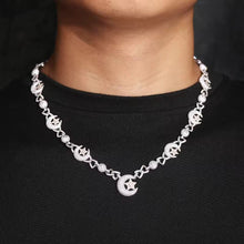 Cargar imagen en el visor de la galería, Cadena Luna Estrella Plata Ley 925-Moissanitas 45cm