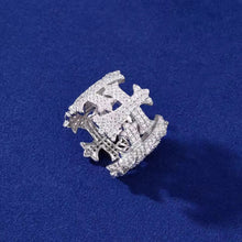 Cargar imagen en el visor de la galería, Anillo Cruces Plata Ley 925-Moissanitas