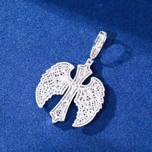 Cargar imagen en el visor de la galería, Dije Cruz Alas Plata Ley 925-Moissanitas