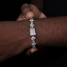 Cargar imagen en el visor de la galería, Pulsera Cubana Cuadrados Plata Ley 925-Moissanitas
