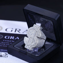 Cargar imagen en el visor de la galería, Anillo Simbolo Dinero Moissanitas-Plata Ley 925
