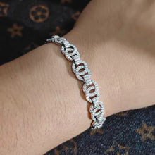 Cargar imagen en el visor de la galería, Pulsera Cubana Aro Plata Ley 925-Moissanitas