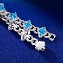 Cargar imagen en el visor de la galería, Pulsera Cubana Trébol Plata Ley 925-Moissanitas