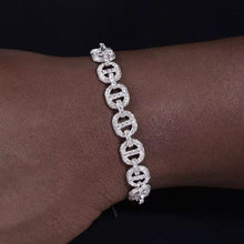 Cargar imagen en el visor de la galería, Pulsera Cubana Plata Ley 925-Moissanitas