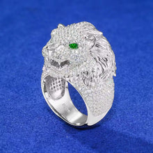 Cargar imagen en el visor de la galería, Anillo León Plata Ley 925-Moissanitas