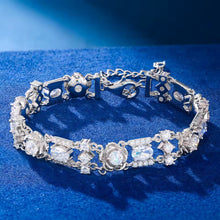 Cargar imagen en el visor de la galería, Pulsera Enlazada Flores Plata Ley 925-Moissanitas