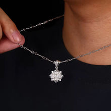 Cargar imagen en el visor de la galería, Cadena Sencilla + Dije Rosa Plata Ley 925-Moissanitas