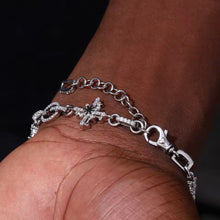 Cargar imagen en el visor de la galería, Pulsera Cruz Lazo Plata Ley 925-Moissanitas