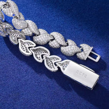 Cargar imagen en el visor de la galería, Pulsera Cubana Hojas Plata Ley 925-Moissanitas