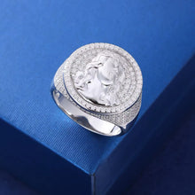 Cargar imagen en el visor de la galería, Anillo Rostro Cristo Plata Ley 925-Moissanitas