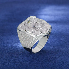 Cargar imagen en el visor de la galería, Anillo Rostro León Plata Ley 925-Moissanitas