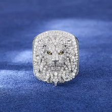 Cargar imagen en el visor de la galería, Anillo Rostro León Plata Ley 925-Moissanitas