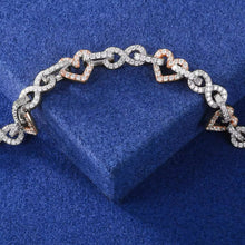 Cargar imagen en el visor de la galería, Pulsera Corazón-Infinito Plata Ley 925-Moissanitas