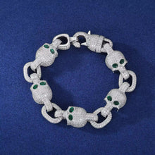 Cargar imagen en el visor de la galería, Pulsera Calaveras Plata Ley 925-Moissanitas