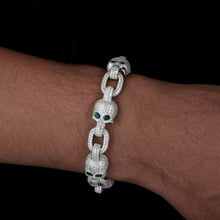 Cargar imagen en el visor de la galería, Pulsera Calaveras Plata Ley 925-Moissanitas