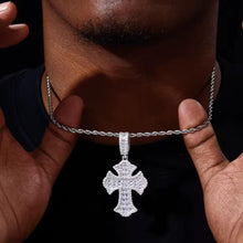 Cargar imagen en el visor de la galería, Dije Cruz Baguettes Plata Ley 925-Moissanitas