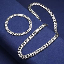 Cargar imagen en el visor de la galería, Cadena y Pulsera Cubana Maciza Lisa Plata Ley 925