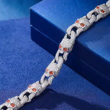 Cargar imagen en el visor de la galería, Pulsera Cubana Calaveras Plata Ley 925-Moissanitas