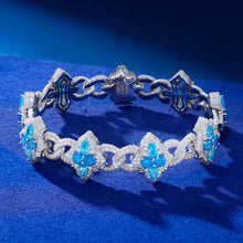 Cargar imagen en el visor de la galería, Pulsera Cubana Trébol Plata Ley 925-Moissanitas