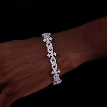 Cargar imagen en el visor de la galería, Pulsera Cubana Infinitos Cruz Plata Ley 925-Moissanitas