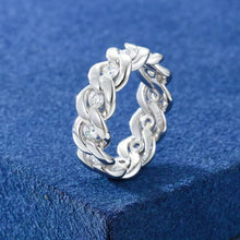 Cargar imagen en el visor de la galería, Anillo Cubano Moissanitas-Plata Ley 925