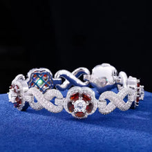 Cargar imagen en el visor de la galería, Pulsera Cubana Flor-Infinitos Plata Ley 925-Moissanitas