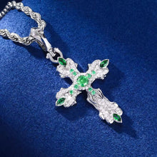 Cargar imagen en el visor de la galería, Dije Cruz Plata Ley 925-Moissanitas