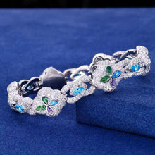 Cargar imagen en el visor de la galería, Pulsera Cubana Trébol Plata Ley 925-Moissanitas