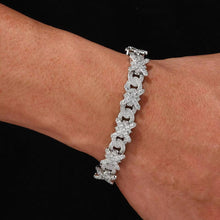 Cargar imagen en el visor de la galería, Pulsera Cubana Púas Moissanitas-Plata Ley 925