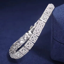 Cargar imagen en el visor de la galería, Pulsera Tennis Cuadrada Plata Ley 925-Moissanitas