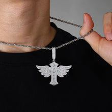 Cargar imagen en el visor de la galería, Dije Cruz Alas Moissanitas-Plata Ley 925