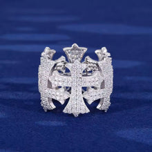 Cargar imagen en el visor de la galería, Anillo Cruces Plata Ley 925-Moissanitas