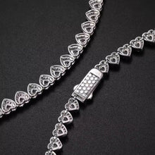 Cargar imagen en el visor de la galería, Cadena Tennis Corazones Plata Ley 925-Moissanitas