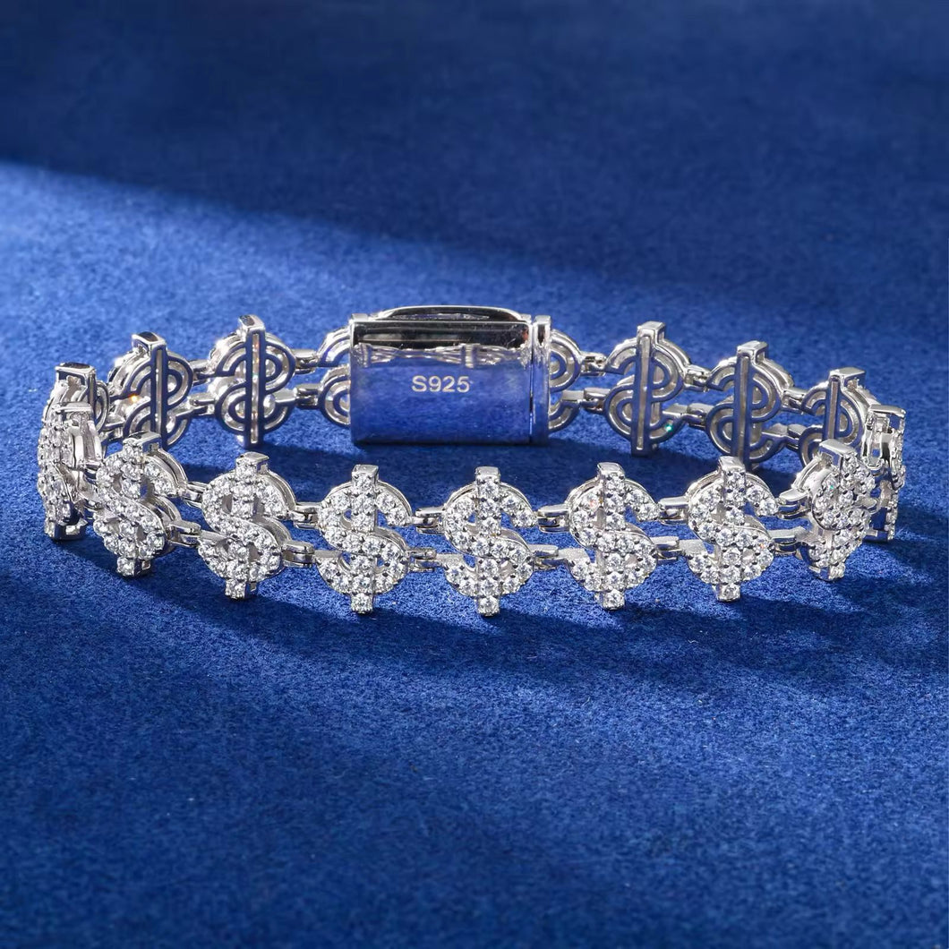 Pulsera Signo Dinero Moissanitas-Plata Ley 925