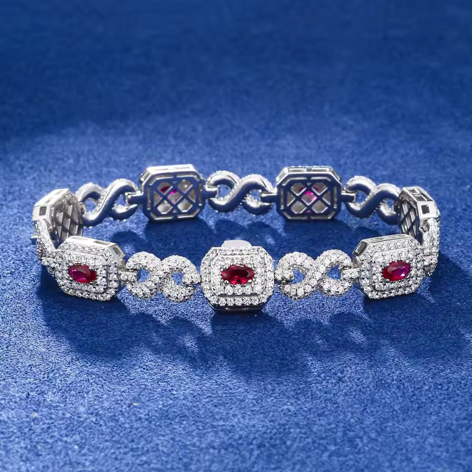 Pulsera infinitos Cubana Plata Ley 925-Moissanitas