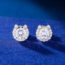 Cargar imagen en el visor de la galería, Aretes Herradura Plata Ley 925-Moissanitas
