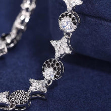 Cargar imagen en el visor de la galería, Pulsera Luna-Estrella Moissanitas-Plata Ley 925
