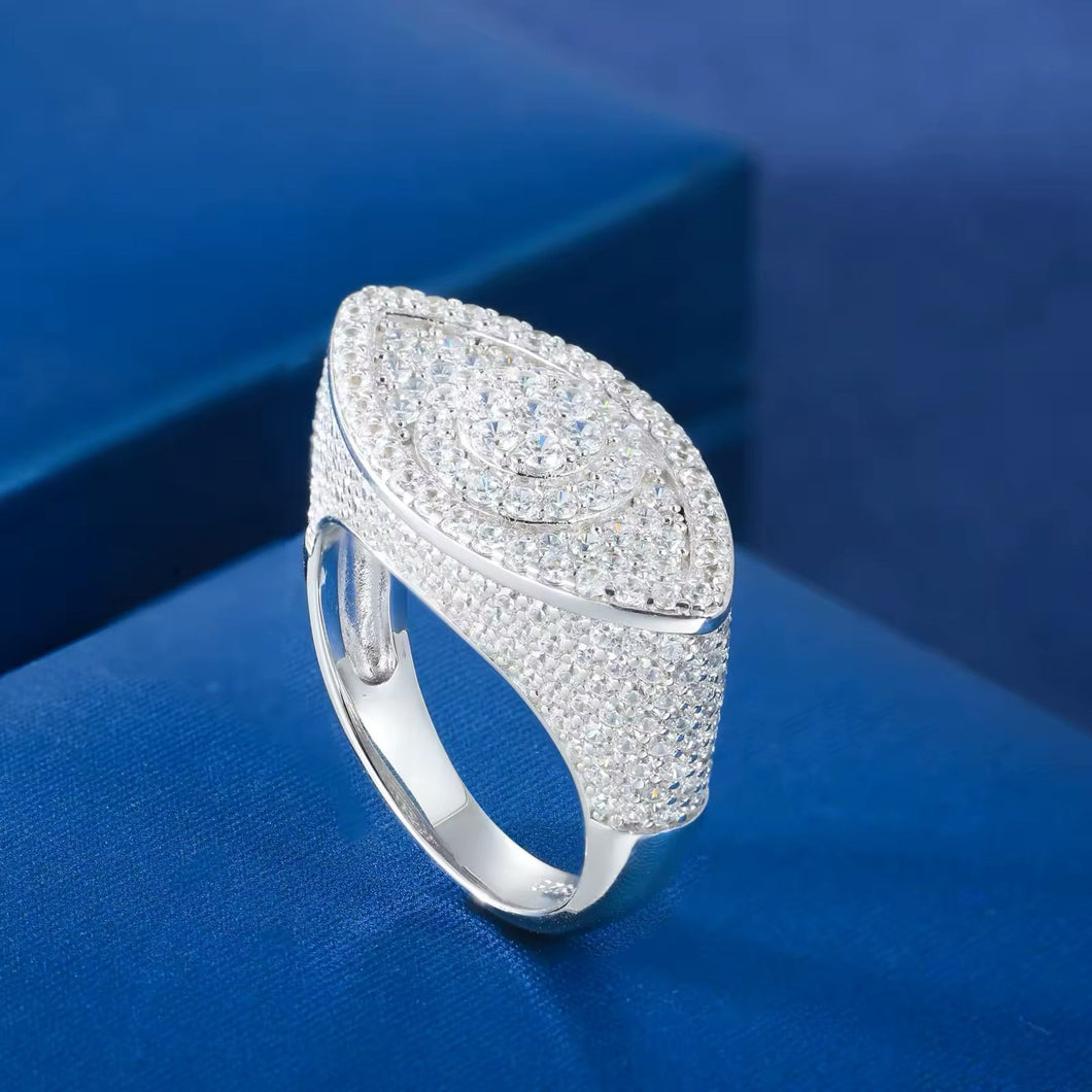 Anillo Ojo Moissanitas-Plata Ley 925